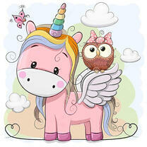 Единорог с крылышками и сова