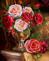 Без бренда «Букет роз в изящной вазе (20шт)» в Новороссийске