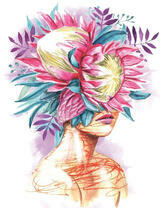 Без бренда «Портрет девушка с оригинальными цветами на голове» в Новороссийске