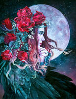 Без бренда «Девушка с розами в волосах на фоне луны» в Новороссийске в интернет-магазине Без бренда «Девушка с розами в волосах на фоне луны» в Новороссийске