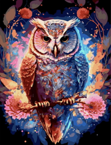 Красивая сова среди цветов