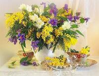 Без бренда «Букет из мимозы и колокольчиков в вазе» в Новороссийске в интернет-магазине  Без бренда «Букет из мимозы и колокольчиков в вазе» в Новороссийске