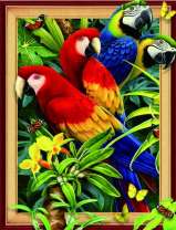 Четыре ярких ара в джунглях