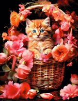 Без бренда «Рыжий котенок в корзине с цветами» в Новороссийске в интернет-магазине  Без бренда «Рыжий котенок в корзине с цветами» в Новороссийске