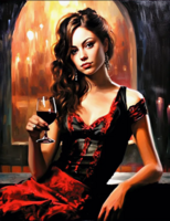 Без бренда «Обворожительная брюнетка с бокалом красного вина» в Новороссийске