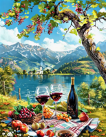 Без бренда «Винный натюрморт с бокалами, бутылкой вина, фруктами и ягодами» в Новороссийске в интернет-магазине Без бренда «Винный натюрморт с бокалами, бутылкой вина, фруктами и ягодами» в Новороссийске