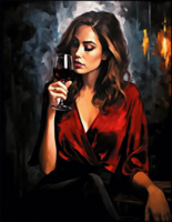 Без бренда «Девушка в красном платье с бокалом вина» в Новороссийске